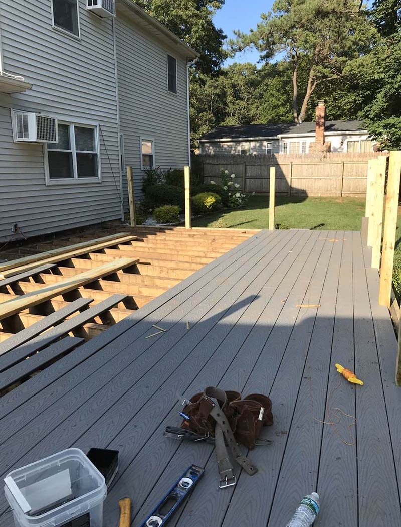 Suffolk County, Long Island, NY backyard composite deck and repairs