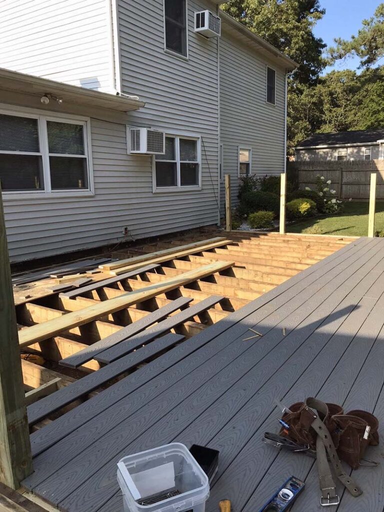 Suffolk County, Long Island, NY backyard composite deck and repairs