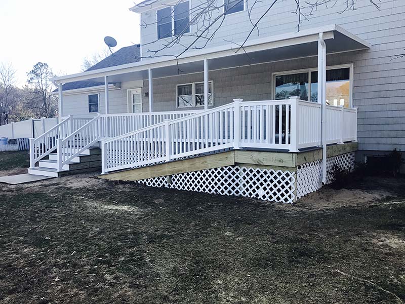 Suffolk County, Long Island, NY front porch composite deck and repairs