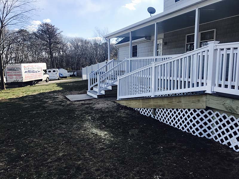 Suffolk County, Long Island, NY front porch composite deck and repairs