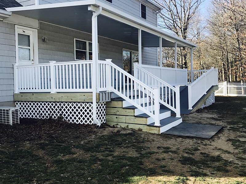 Suffolk County, Long Island, NY front porch composite deck and repairs