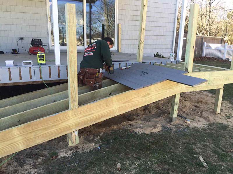 Suffolk County, Long Island, NY front porch composite deck and repairs